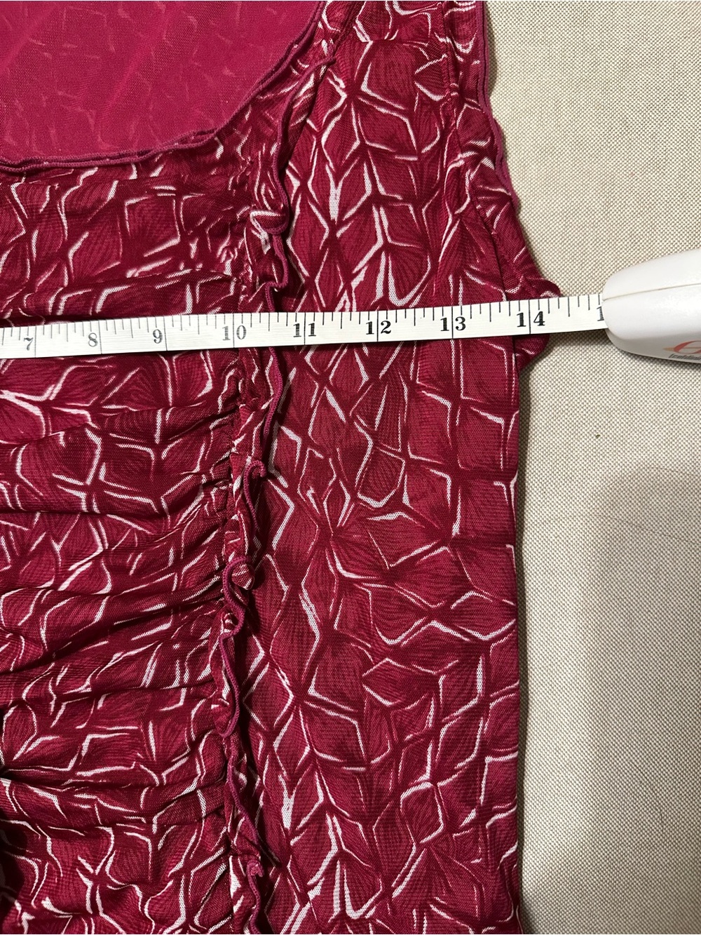 New York & Company Burgundy Ruffled Scoop Neck Tank - Picture 3 of 6